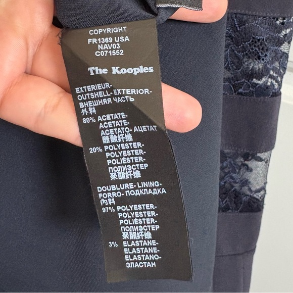 The Kooples Lace Cut Out Crepe Dress in Navy Size Small - Picture 10 of 10